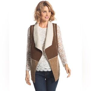 Chico’s Sherpa Tan Vest Women’s Size 2
